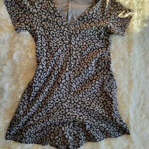 Smash + Tess Gray Leopard Print V-Neck Romper